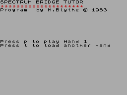 Bridge Tutor Beginners title screen for ZX Spectrum